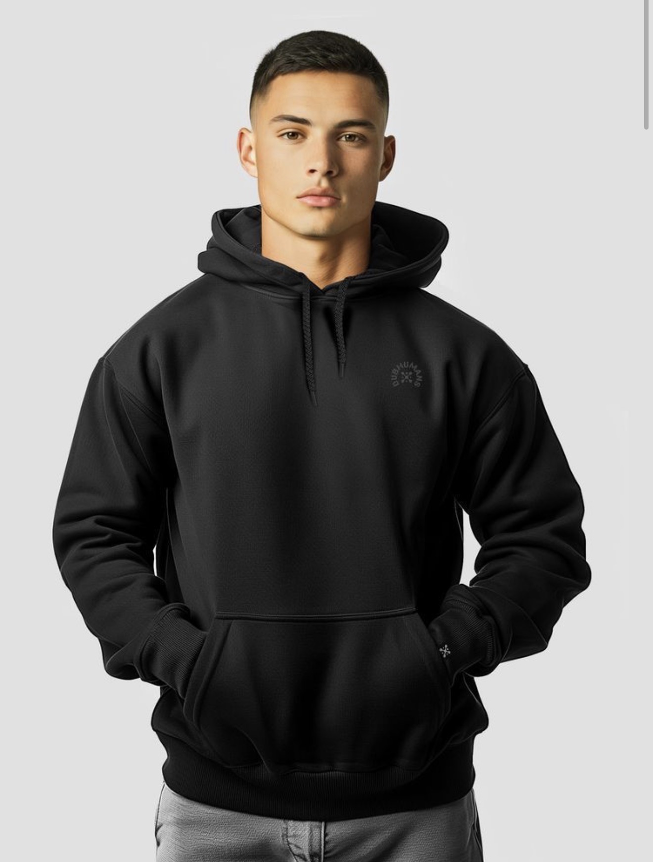 Black Graphic Hoodie — Front View