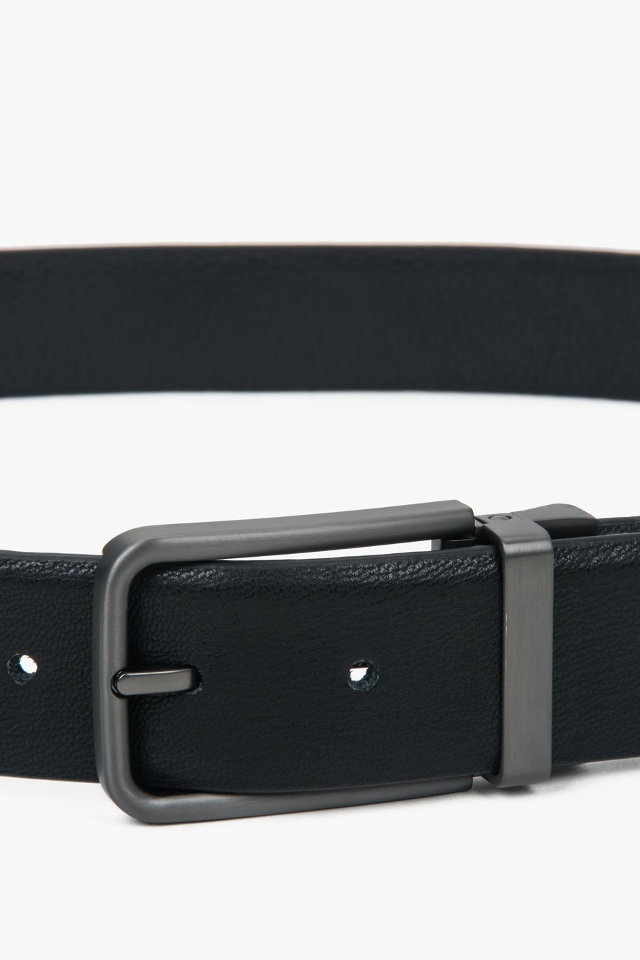 Black Leather Belt — Close-Up