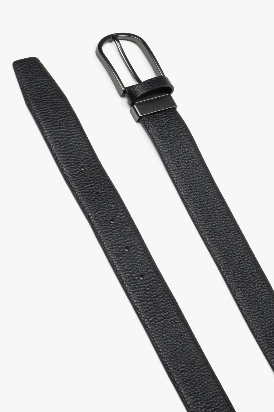 Black Leather Belt — Detail View