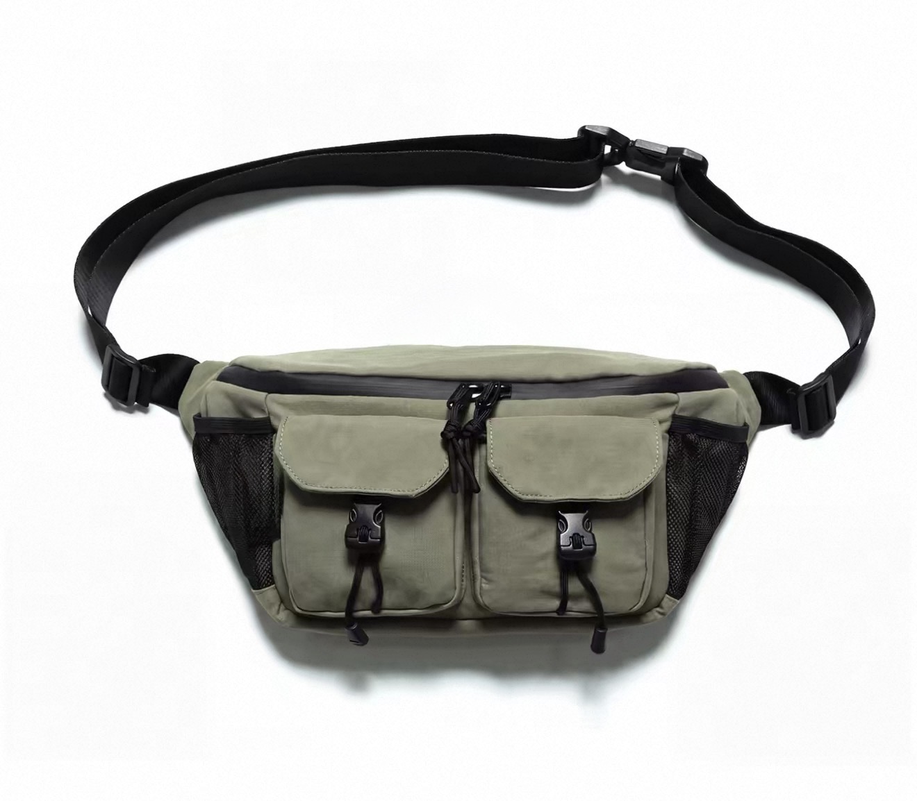 Olive Multi-Pocket Sling Bag
