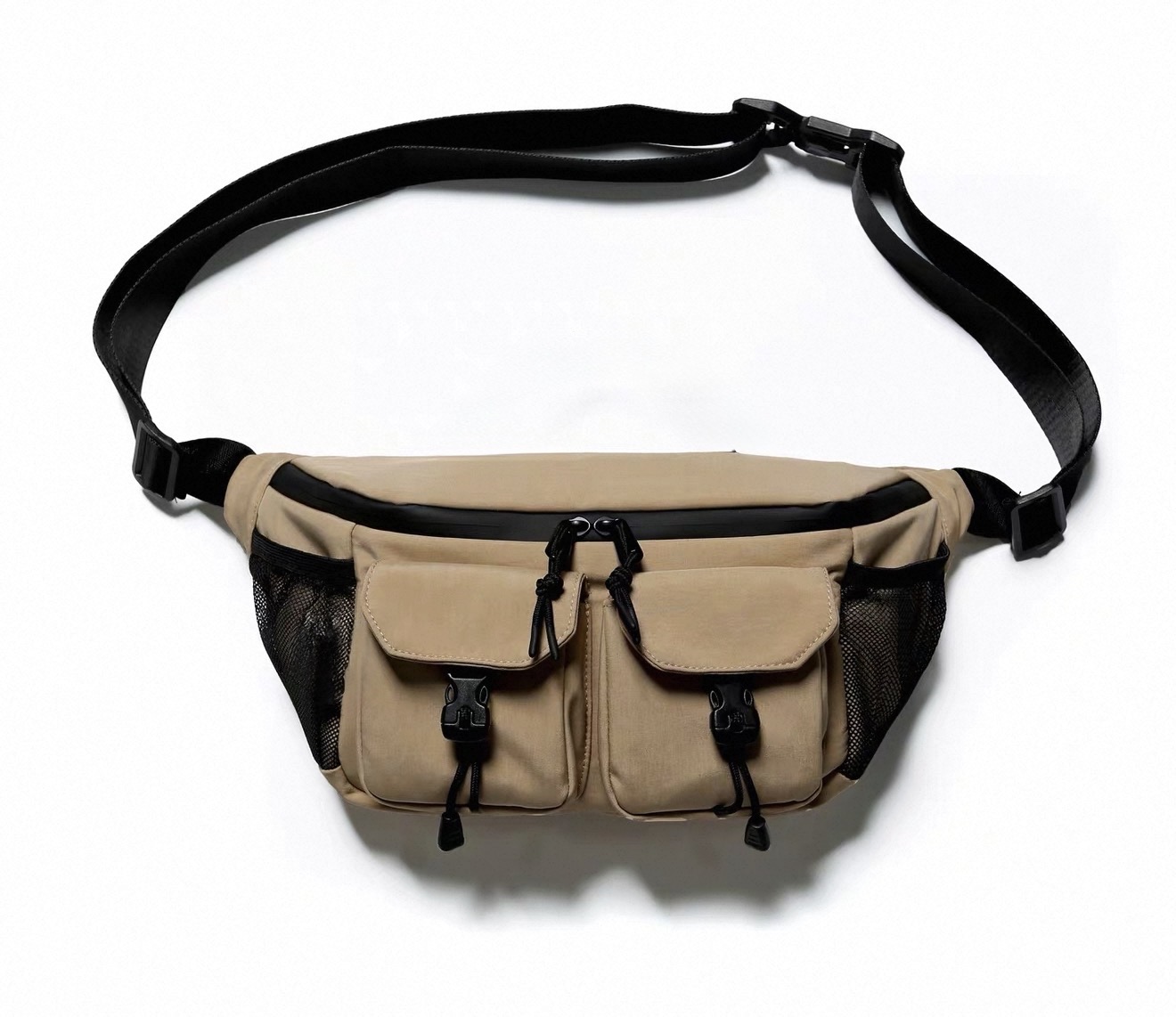 Beige Multi-Pocket Sling Bag