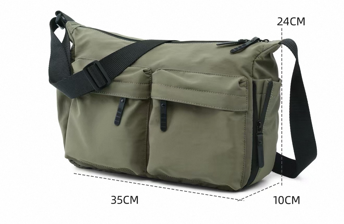 Olive Utility Messenger Bag — Dimensions