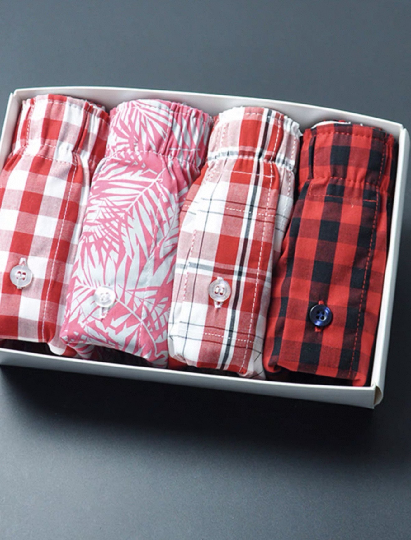 Boxer Briefs Set — Red Check (4-Pack)