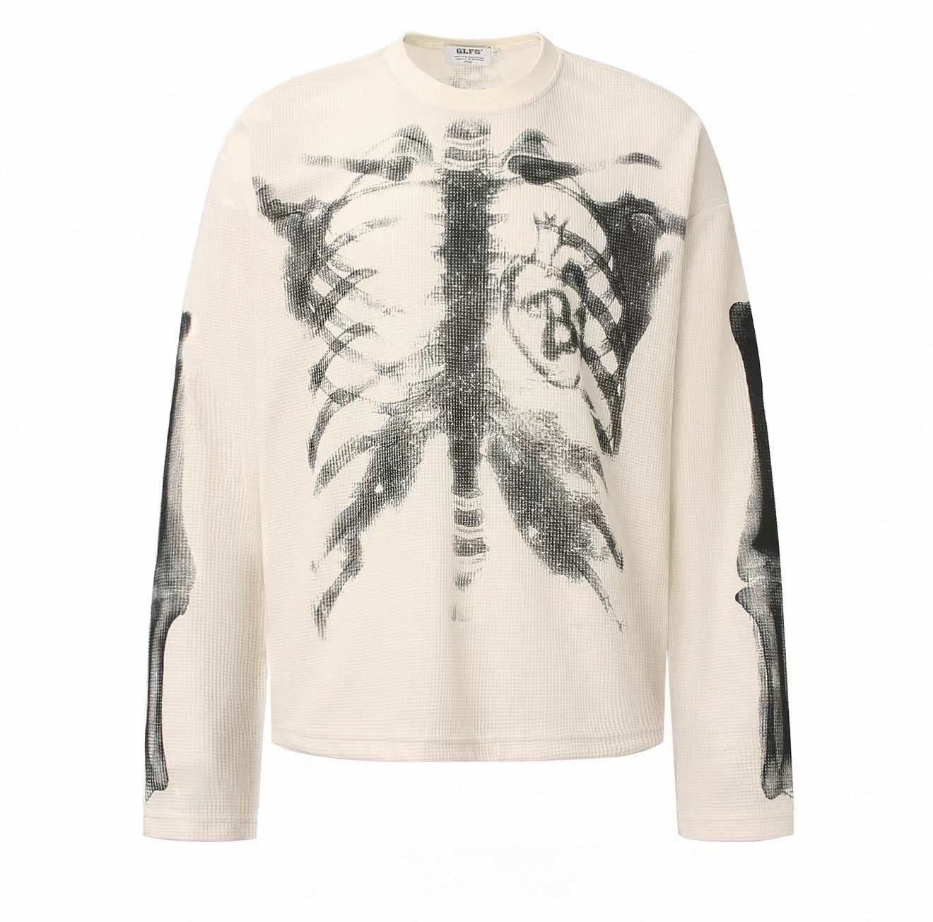 Skeleton Graphic Long-Sleeve Tee — Cream